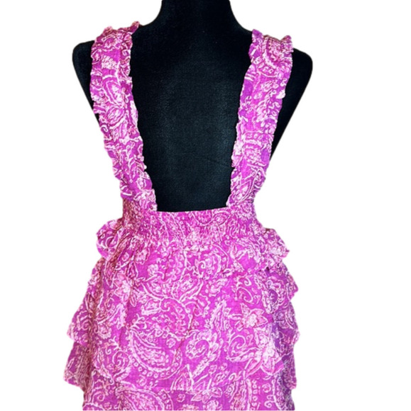 Fate pink magenta sleeveless Open Back Tiered Ruffles Mini Dress - Picture 6 of 8